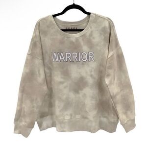 Anthropologie Lacausa‎ Womens Sweatshirt XS Gray Cream Warrior Tie Dye Crew Neck